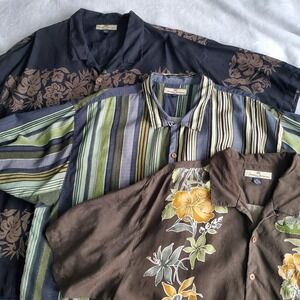 Lot of 3 Tommy Bahama Relax Silk Hawaiian Shirts 2XL Short Sleeve All Over Print